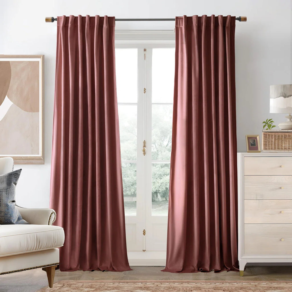 Dessy Velvet Curtains 2 Panel Set Super Soft luxury Rod Pocket Back Tab Curtains (Set of 2)