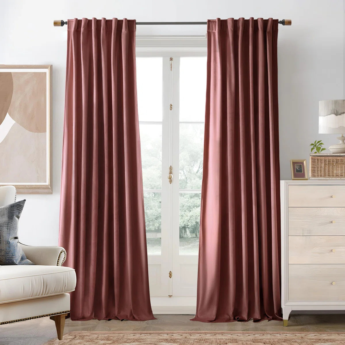 Dessy Velvet Curtains 2 Panel Set Super Soft luxury Rod Pocket Back Tab Curtains (Set of 2)
