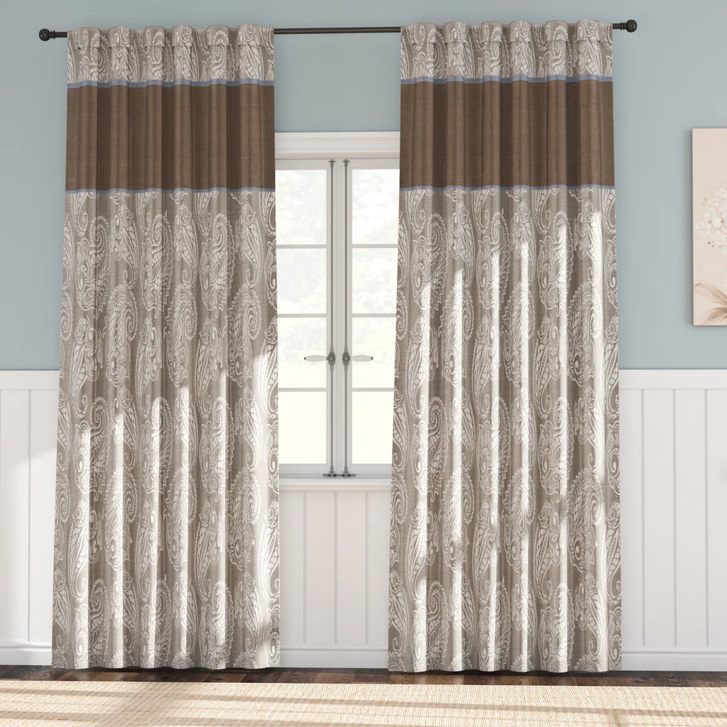 Aubrey Jacquard Black Curtain Panel Pair 50x84" (Set of 2)