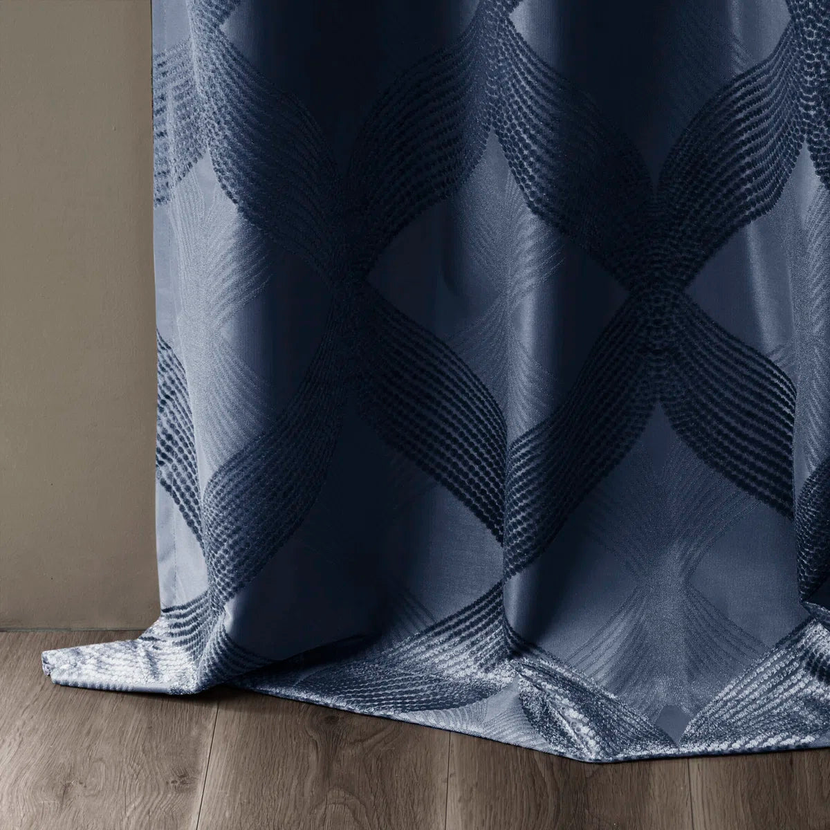 Bentley Ogee Knitted Jacquard Geometric Total Blackout Single Curtain Panel