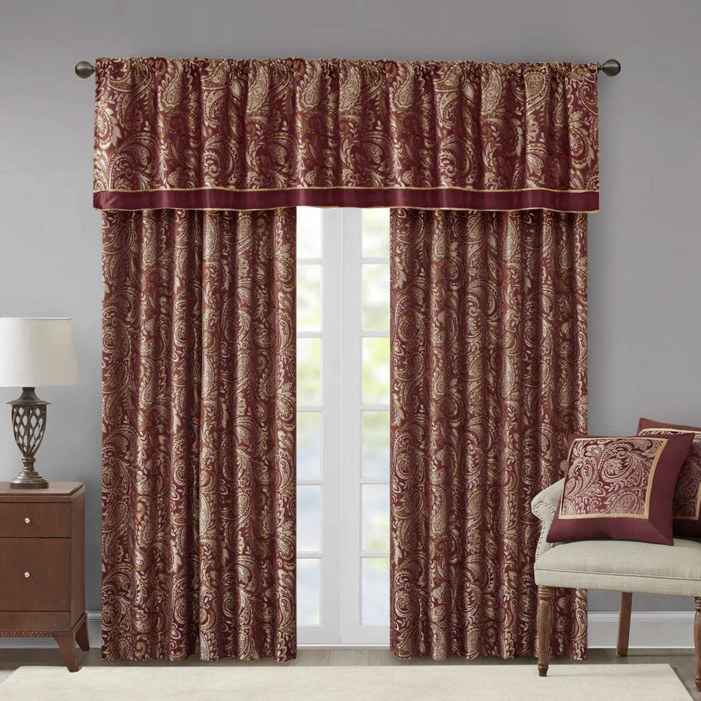 Aubrey Jacquard Black Curtain Panel Pair 50x84" (Set of 2)