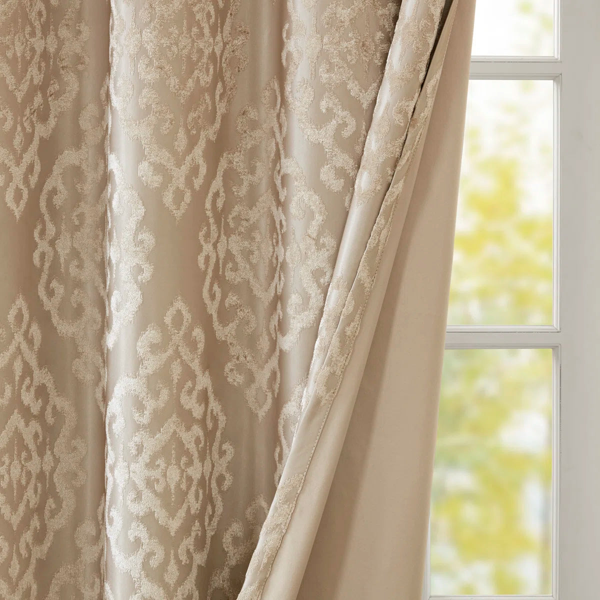 Mirage Damask Total Blackout Thermal Grommet Single Curtain Panel