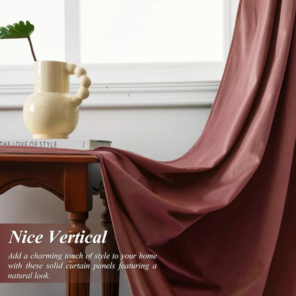 Dessy Velvet Curtains 2 Panel Set Super Soft luxury Rod Pocket Back Tab Curtains (Set of 2)