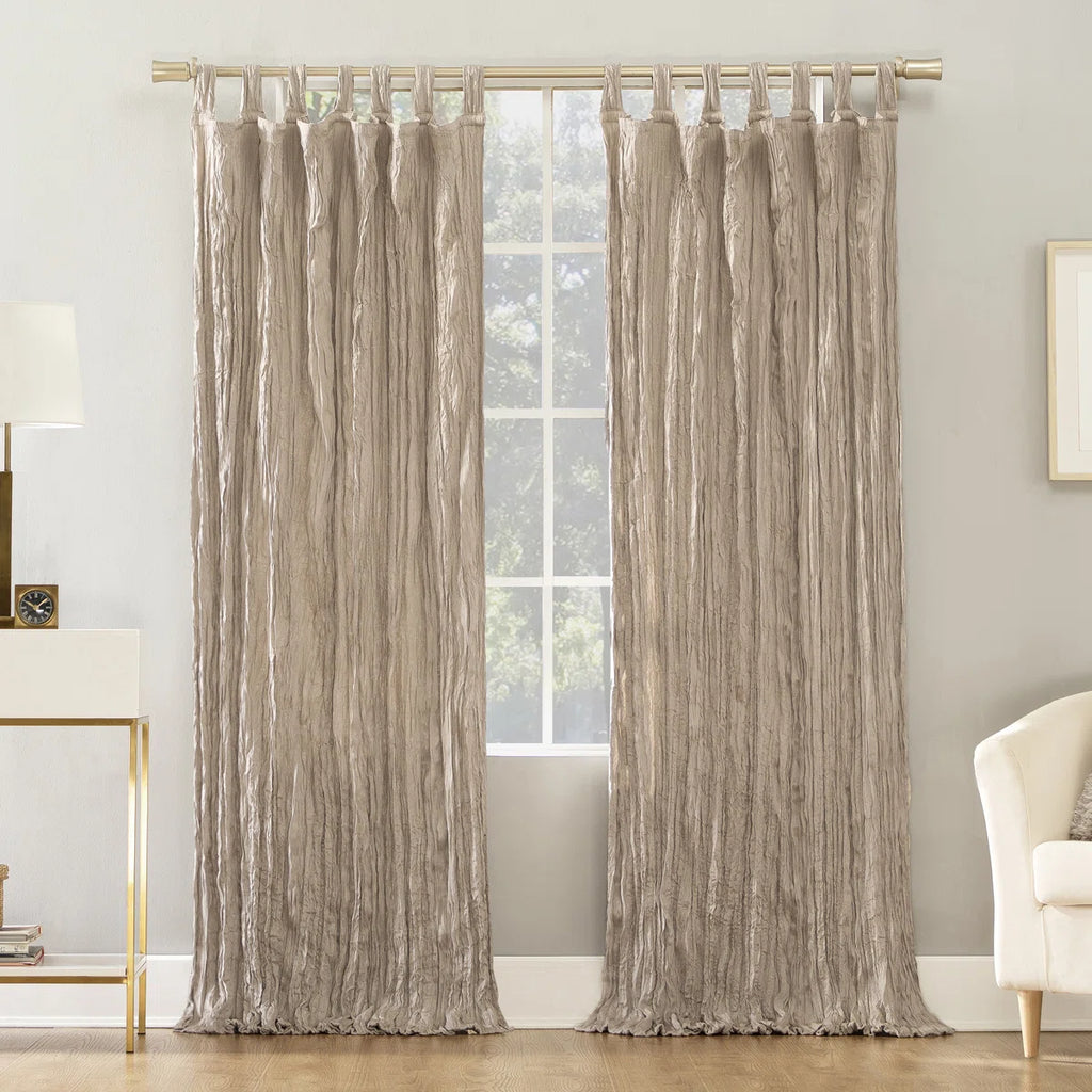 Fernandes Distressed Velvet Semi-Sheer Tab Top Curtain Panel