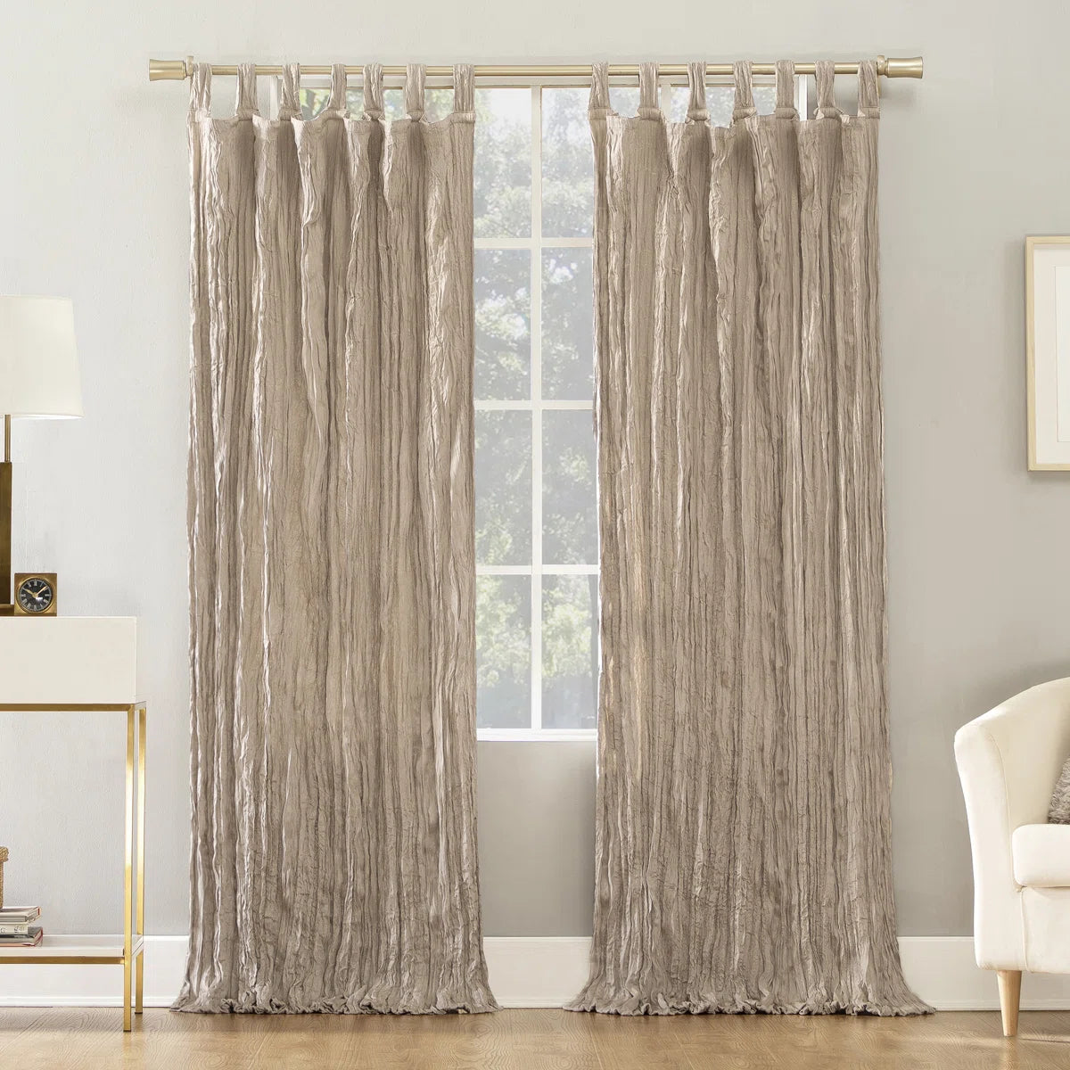 Fernandes Distressed Velvet Semi-Sheer Tab Top Curtain Panel