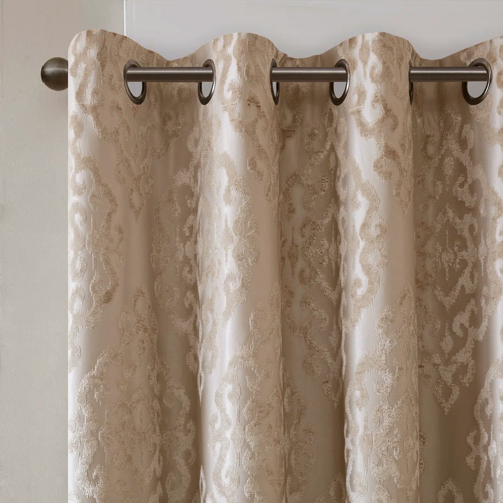 Mirage Damask Total Blackout Thermal Grommet Single Curtain Panel