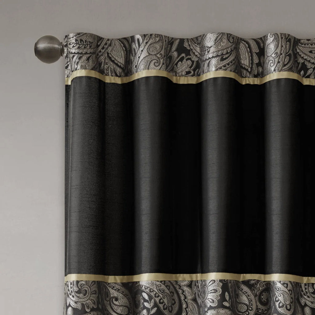 Aubrey Jacquard Black Curtain Panel Pair 50x84" (Set of 2)