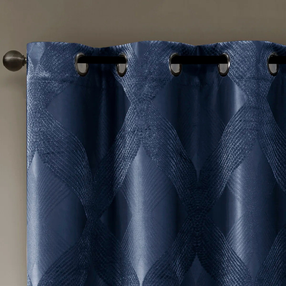 Bentley Ogee Knitted Jacquard Geometric Total Blackout Single Curtain Panel