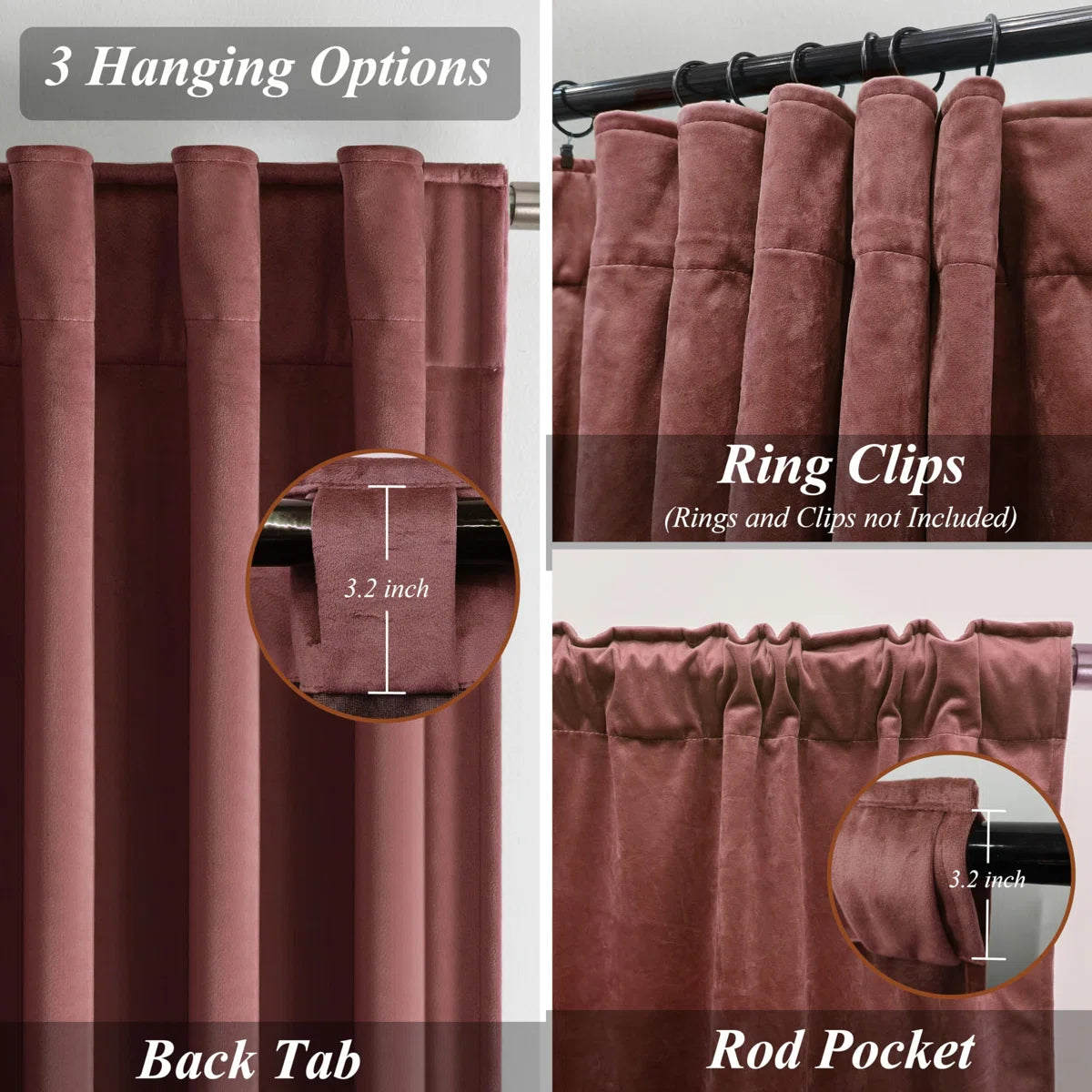 Dessy Velvet Curtains 2 Panel Set Super Soft luxury Rod Pocket Back Tab Curtains (Set of 2)