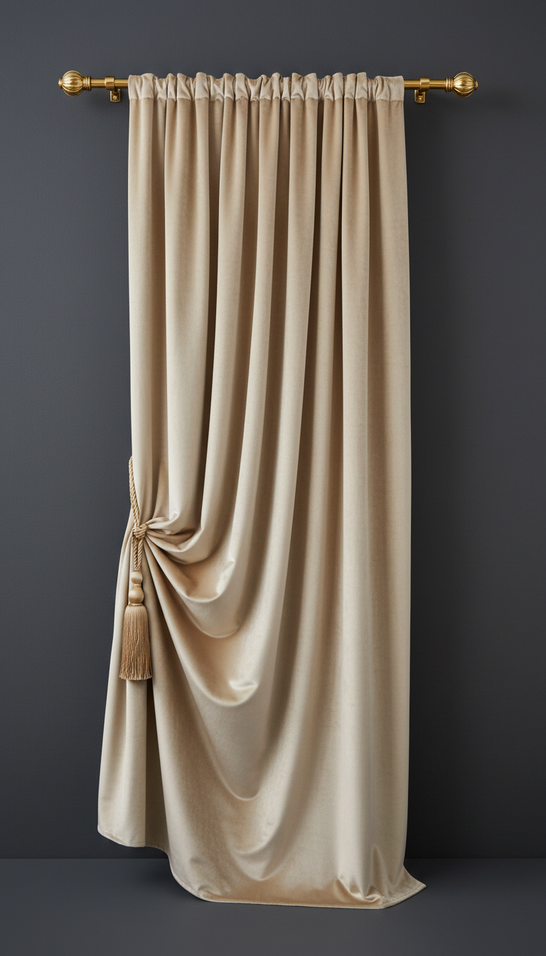Champagne Silk Velvet Drapery Panel