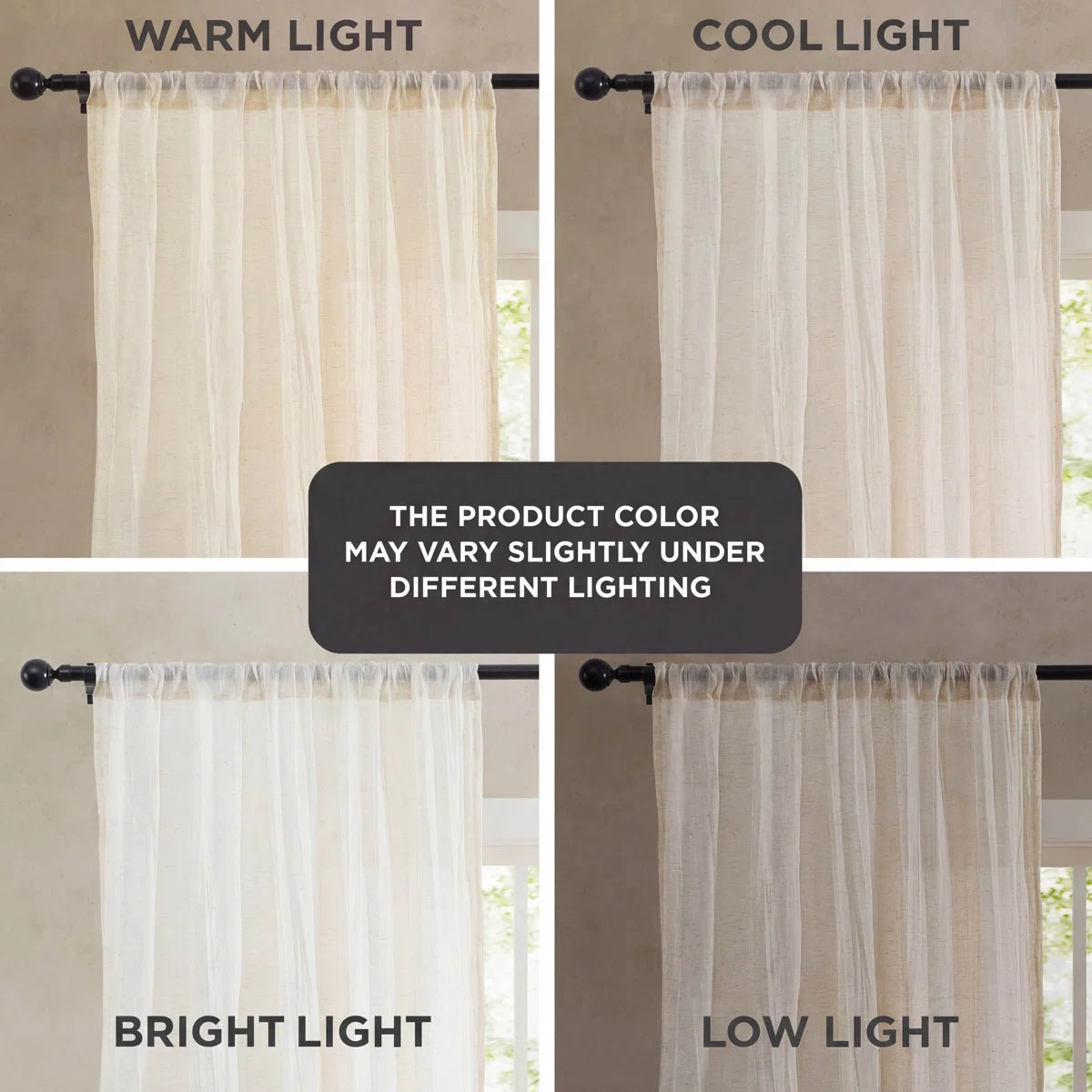 Solid Semi-Sheer Curtain Panels (Set of 2)