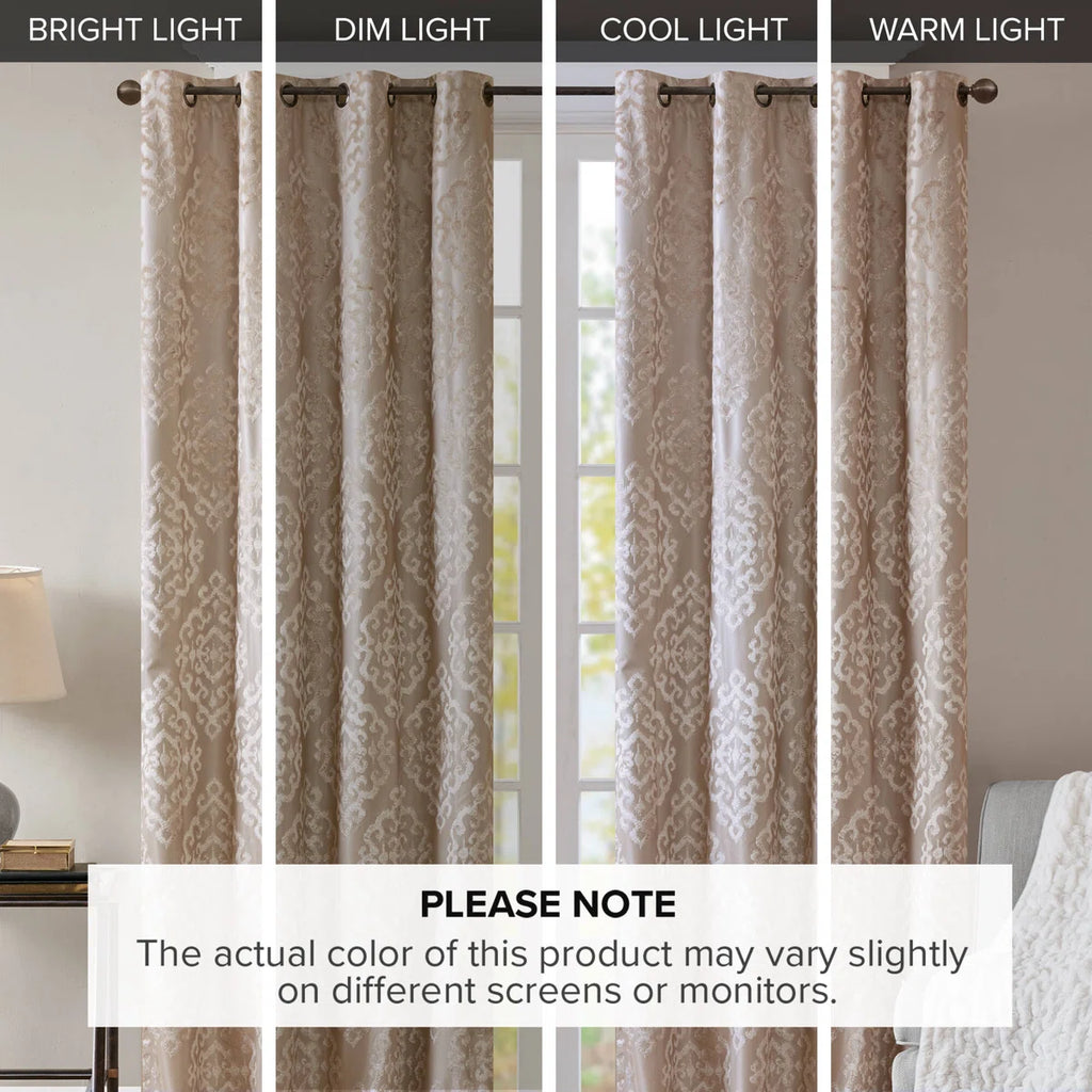 Mirage Damask Total Blackout Thermal Grommet Single Curtain Panel