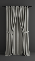 Pebble Grey Blackout Linen Curtain Set