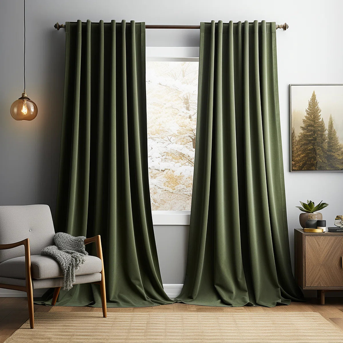 Lauier Velvet Blackout Curtain Pair (Set of 2)