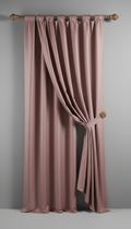 Rosewood Blush Silk Blend Curtain With Sculptural Rod